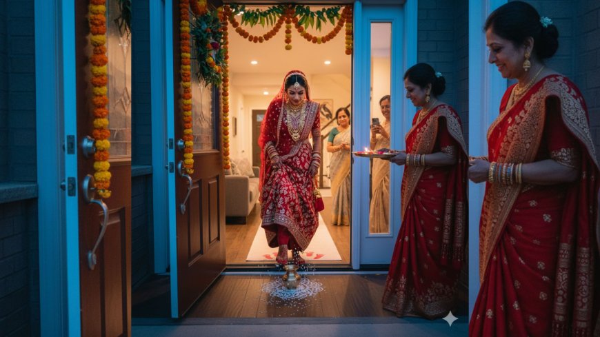 Griha Pravesh Explained: How Indian Brides Are Welcomed Across the Threshold in Global NRI Weddings