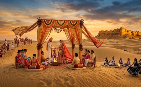 Destination Wedding in Jaisalmer — Sand Dune Ceremonies and Golden Fort Sunsets: Complete NRI Guide — The Complete NRI Wedding Planning Guide