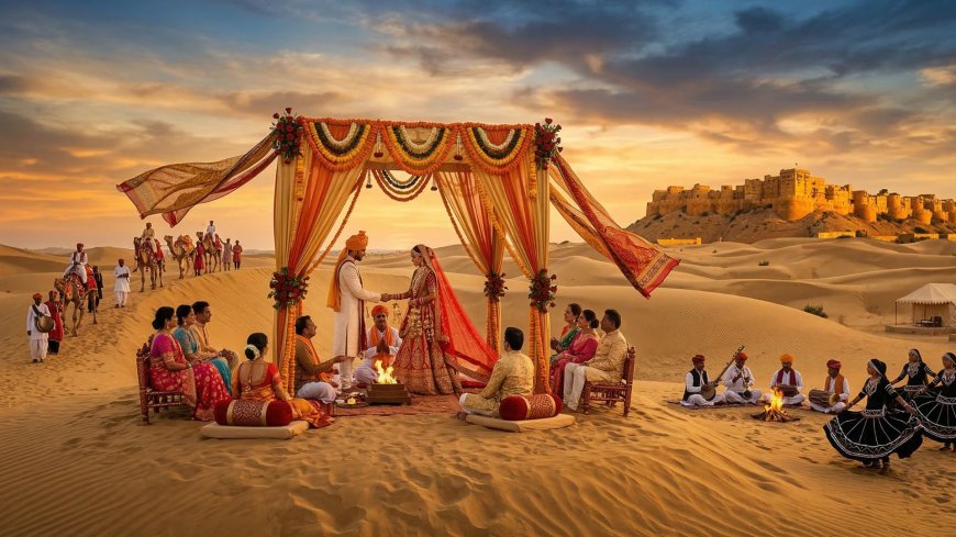 Destination Wedding in Jaisalmer — Sand Dune Ceremonies and Golden Fort Sunsets: Complete NRI Guide — The Complete NRI Wedding Planning Guide